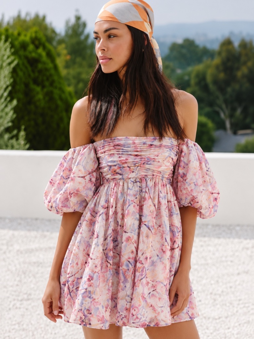 NWT Bardot Kali Tuck Floral Off The Shoulder Minidress Sz L